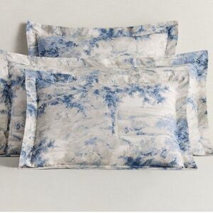 Pottery Barn Jardin Toile, blue, king size pillow shams, set of two.